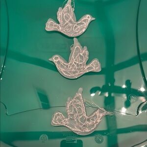 White Lace Bird Ornaments